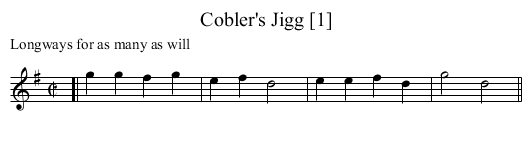 Cobler's Jigg [1] - staff notation