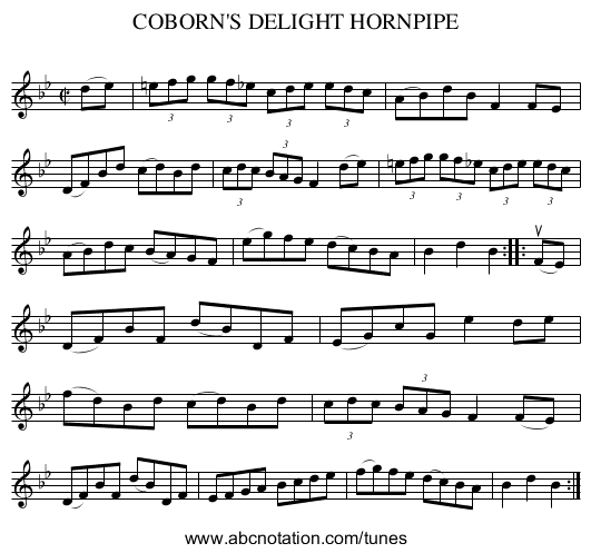 COBORN'S DELIGHT HORNPIPE - staff notation