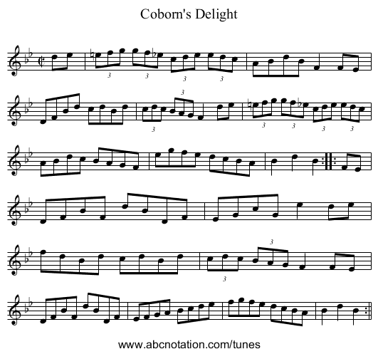 Coborn's Delight - staff notation