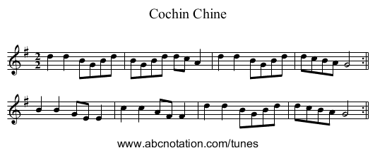 Cochin Chine - staff notation