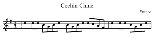 Cochin-Chine - staff notation