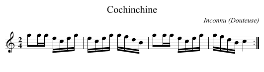 Cochinchine - staff notation