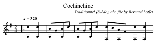 Cochinchine - staff notation