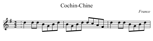 Cochin-Chine - staff notation