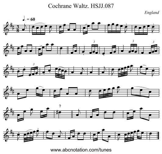 Cochrane Waltz. HSJJ.087 - staff notation