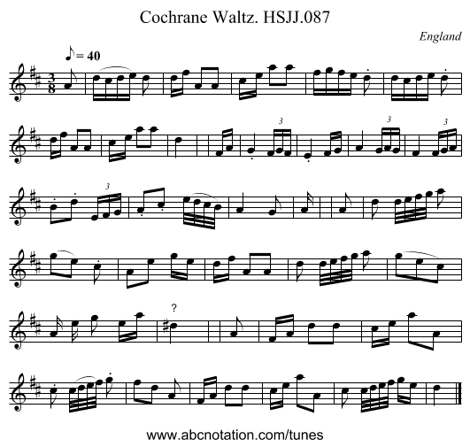 Cochrane Waltz. HSJJ.087 - staff notation
