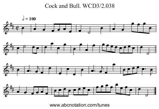 Cock and Bull. WCD3/2.038 - staff notation