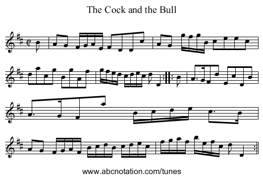 Cock and the Bull, The - staff notation