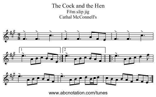 Cock and the Hen, The - staff notation
