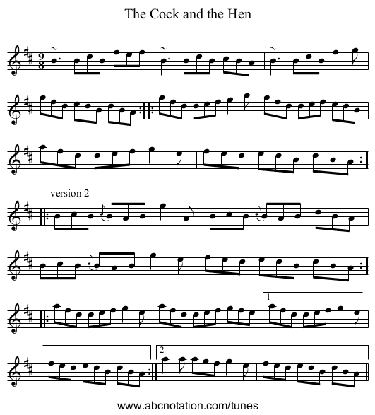 Cock and the Hen, The - staff notation