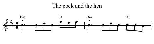 cock and the hen, The  - staff notation