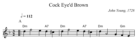 Cock Eye'd Brown - staff notation