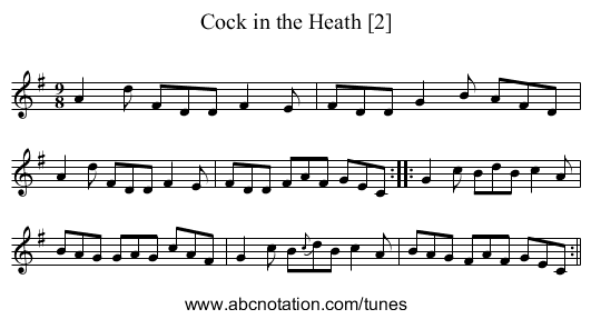 Cock in the Heath [2] - staff notation