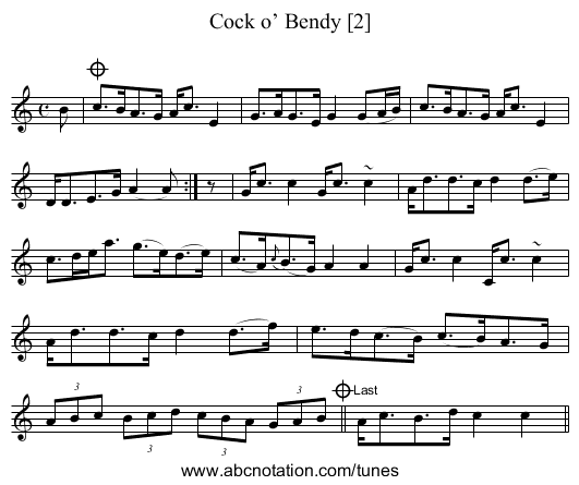 Cock o’ Bendy [2] - staff notation