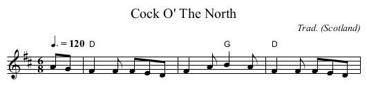 Cock O' The North - staff notation