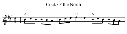 Cock O' the North - staff notation