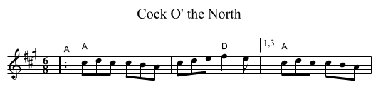 Cock O' the North - staff notation