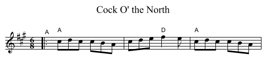 Cock O' the North - staff notation