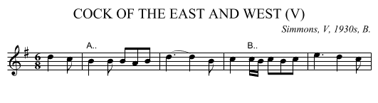 COCK OF THE EAST AND WEST (V) - staff notation