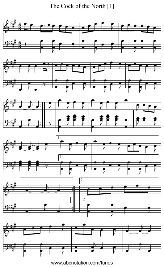 Cock of the North [1], The - staff notation