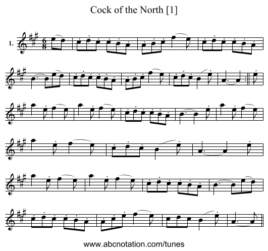 Cock of the North [1] - staff notation