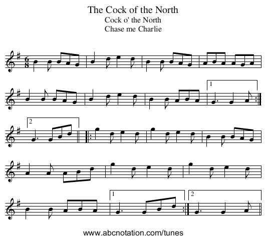 Cock of the North, The - staff notation