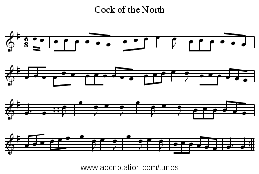 Cock of the North - staff notation