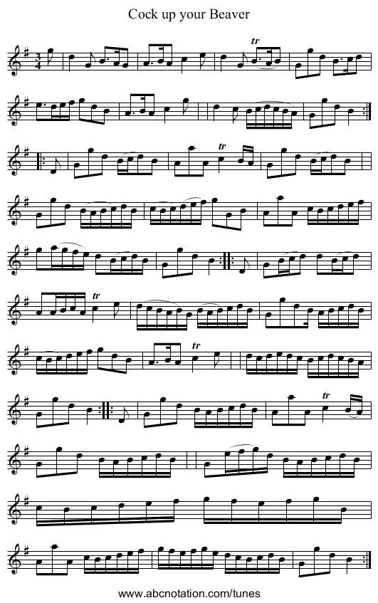 Cock up your Beaver - staff notation