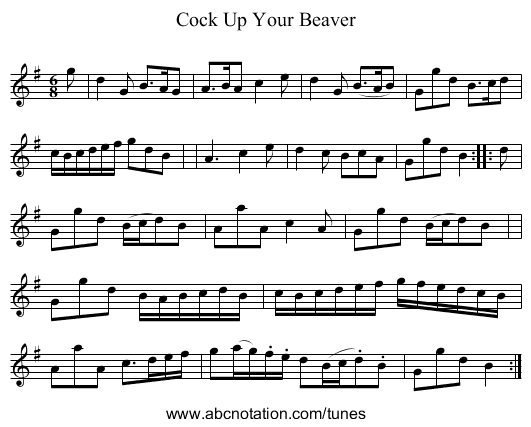 Cock Up Your Beaver - staff notation