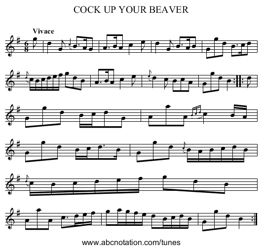 COCK UP YOUR BEAVER - staff notation