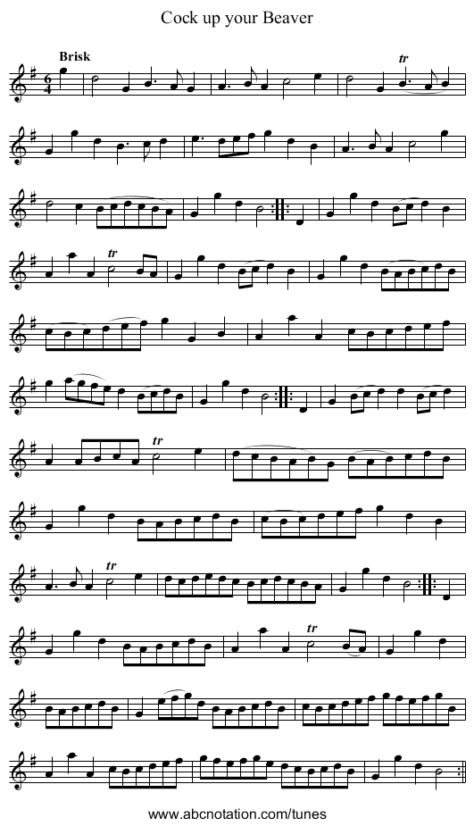 Cock up your Beaver - staff notation