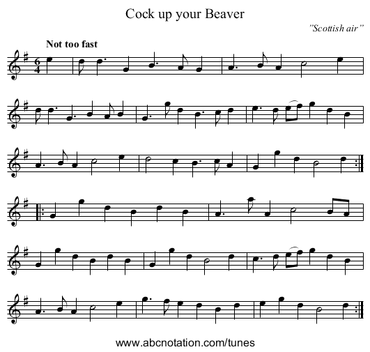 Cock up your Beaver - staff notation
