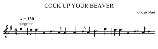 COCK UP YOUR BEAVER - staff notation