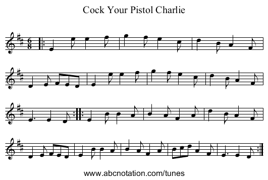 Cock Your Pistol Charlie - staff notation