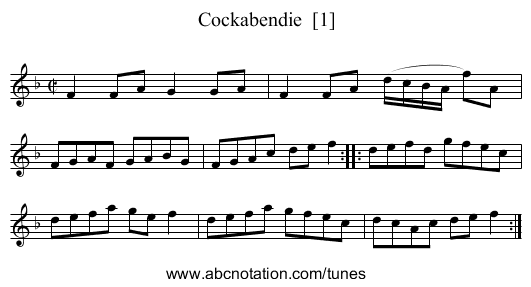 Cockabendie  [1] - staff notation