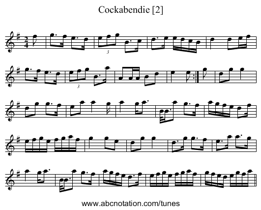 Cockabendie [2] - staff notation