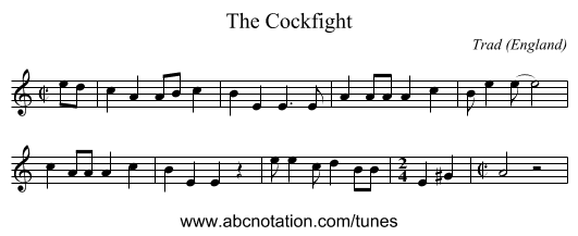 Cockfight, The - staff notation