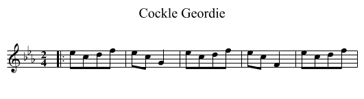 Cockle Geordie - staff notation