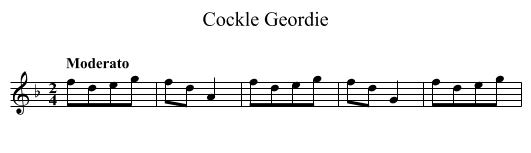 Cockle Geordie - staff notation