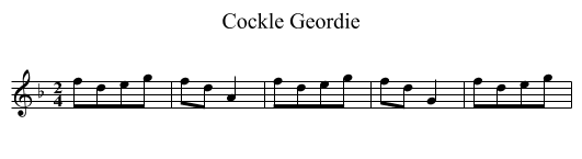 Cockle Geordie - staff notation