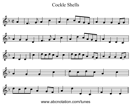 Cockle Shells - staff notation