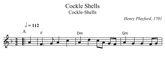 Cockle Shells - staff notation