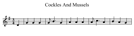 Cockles And Mussels - staff notation