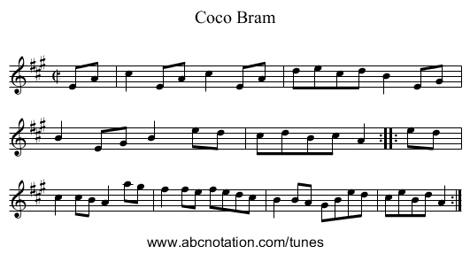 Coco Bram - staff notation