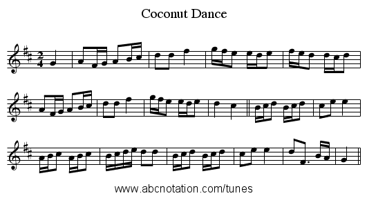 Coconut Dance - staff notation