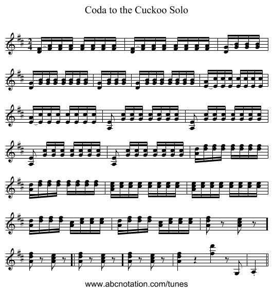 Coda to the Cuckoo Solo - staff notation