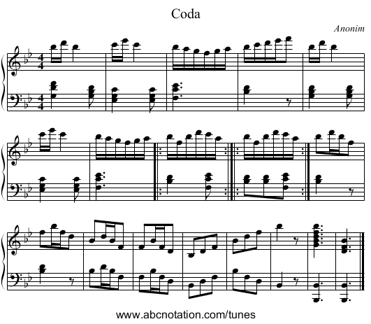 Coda - staff notation