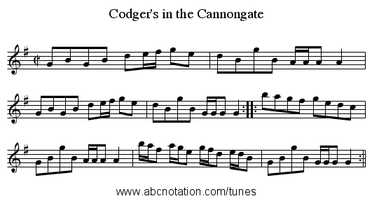 Codger's in the Cannongate - staff notation