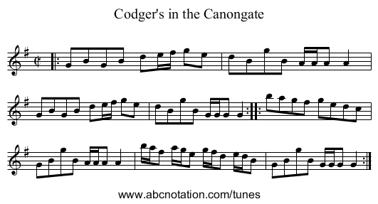 Codger's in the Canongate - staff notation