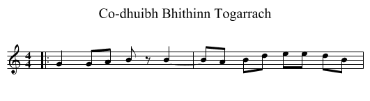 Co-dhuibh Bhithinn Togarrach - staff notation